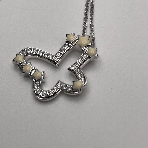 Swarovski Crystal Butterfly Necklace w/ Enamel Stars - NWOT - Picture 1 of 6
